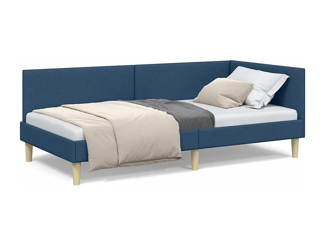 Anders met hoofdeinde Blauw 90 x 200 cm Stof en Engineered Hout