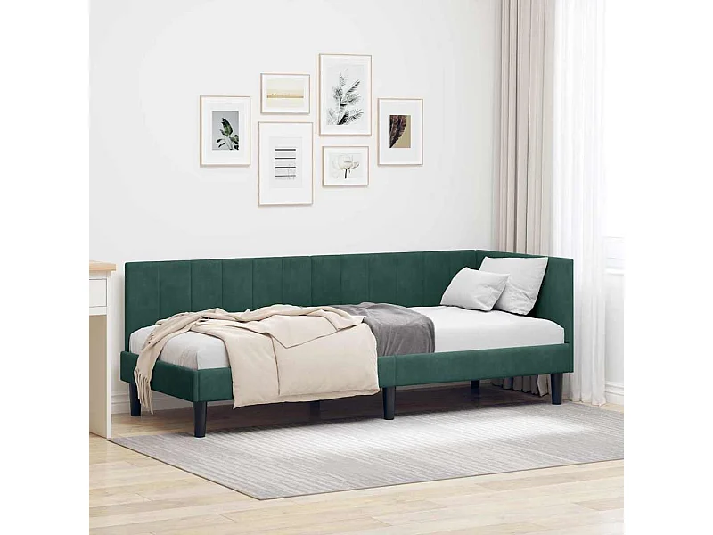 Cadre de lit d'angle Vert foncé 80 x 200 cm Velours