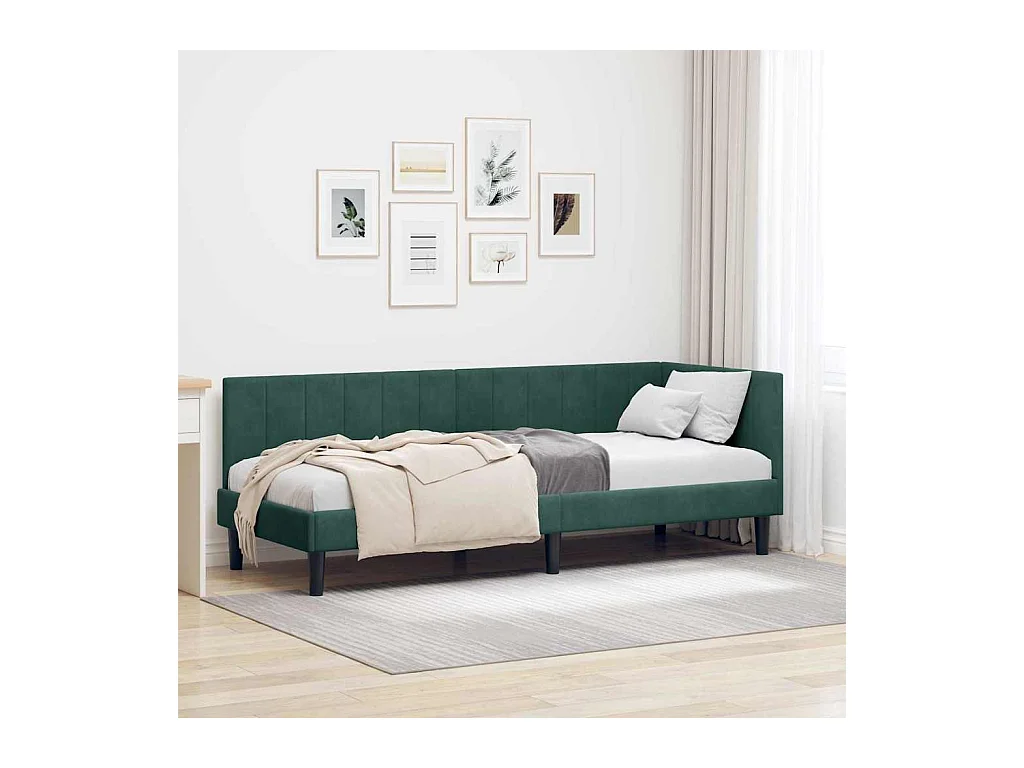 Cadre de lit d'angle Vert foncé 80 x 200 cm Velours