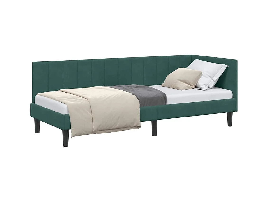 Cadre de lit d'angle Vert foncé 80 x 200 cm Velours
