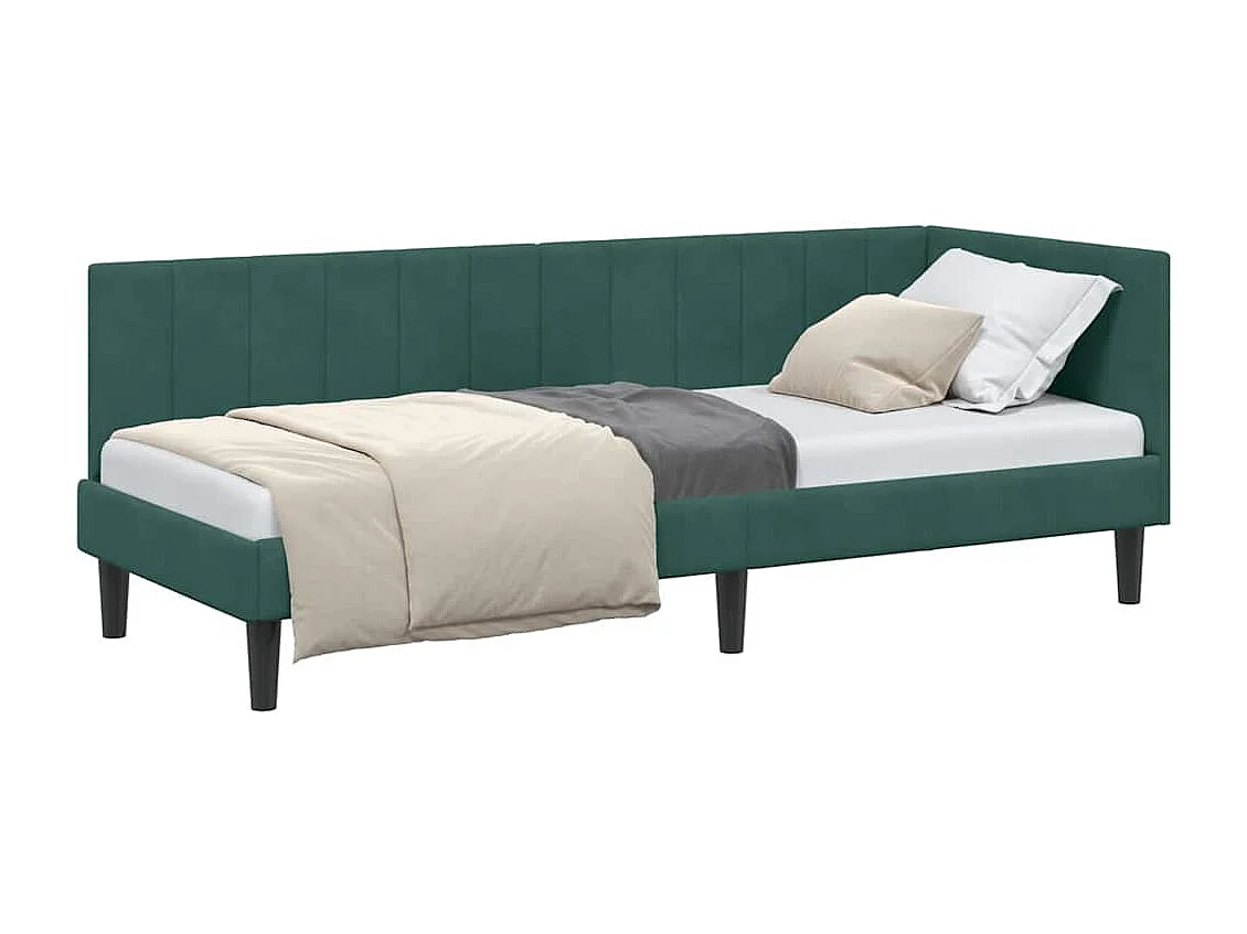Cadre de lit d'angle Vert foncé 80 x 200 cm Velours