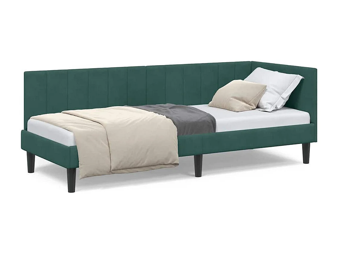 Cadre de lit d'angle Vert foncé 80 x 200 cm Velours