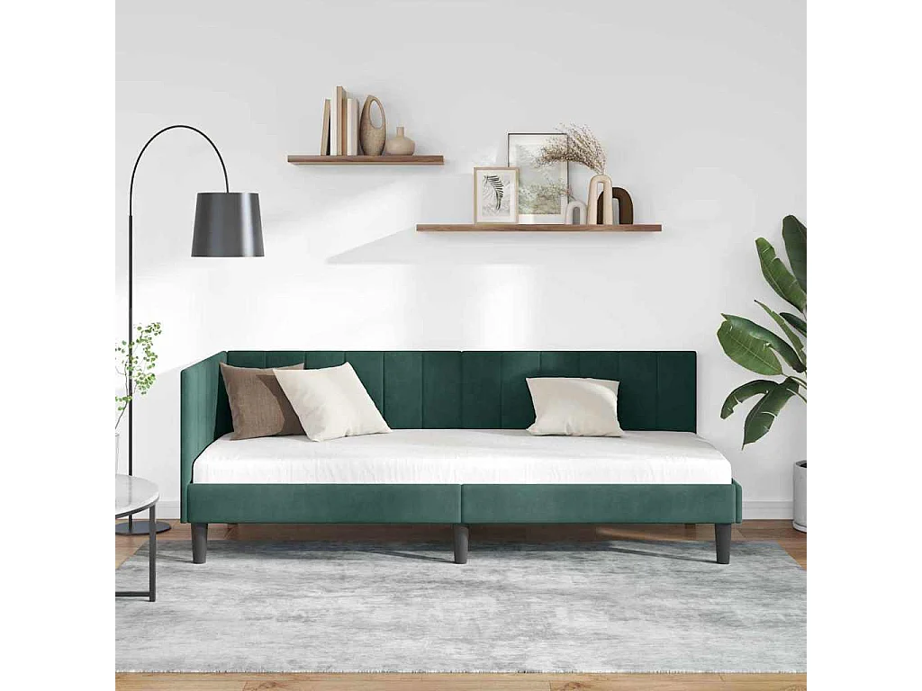 Cadre de lit d'angle Vert foncé 80 x 200 cm Velours