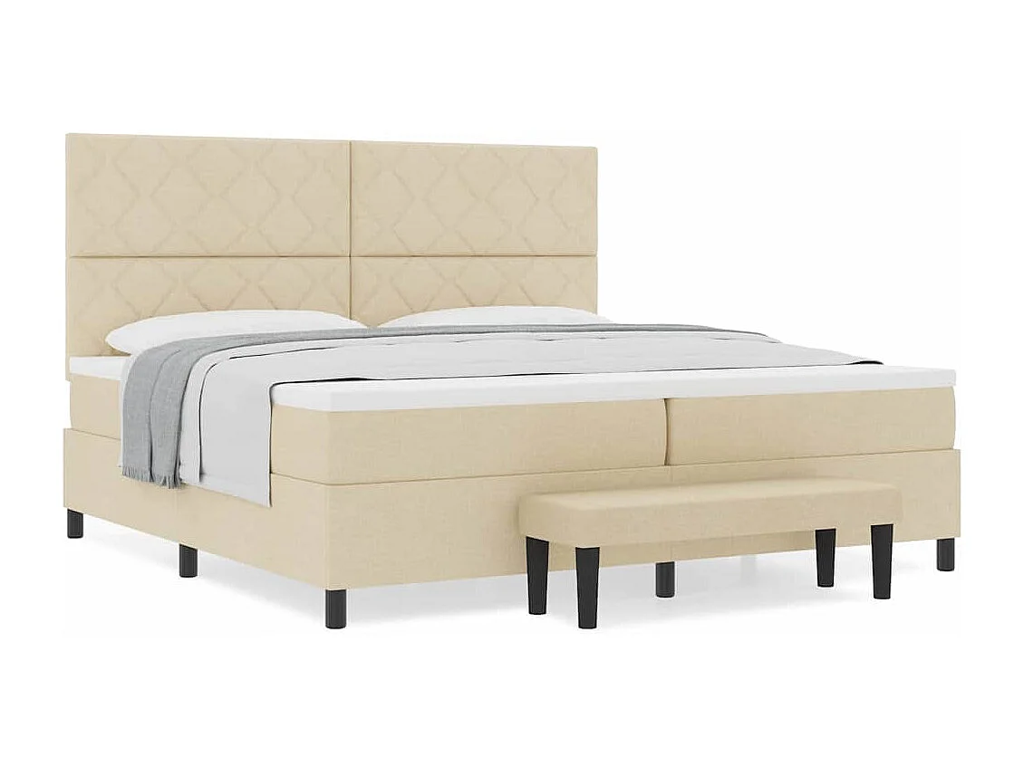 Cadre de lit avec matelas Crème 200 x 200 cm tissu