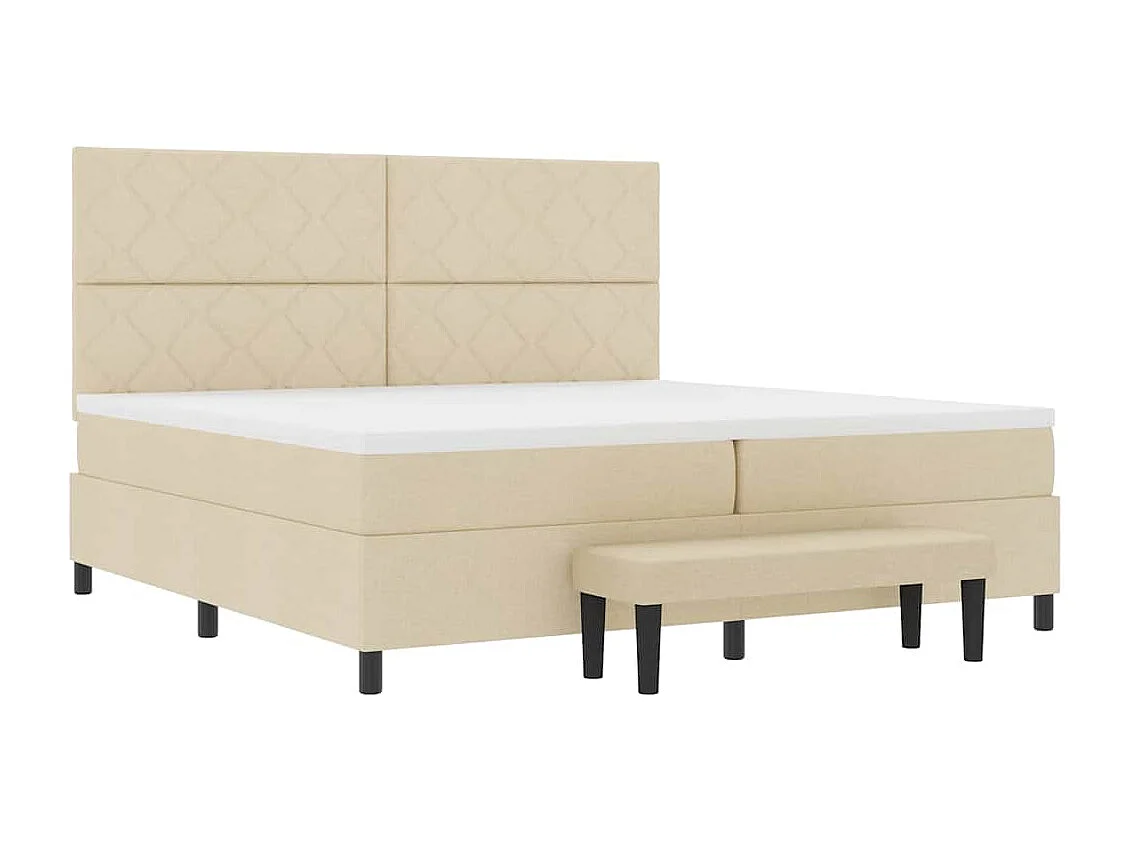 Cadre de lit avec matelas Crème 200 x 200 cm tissu