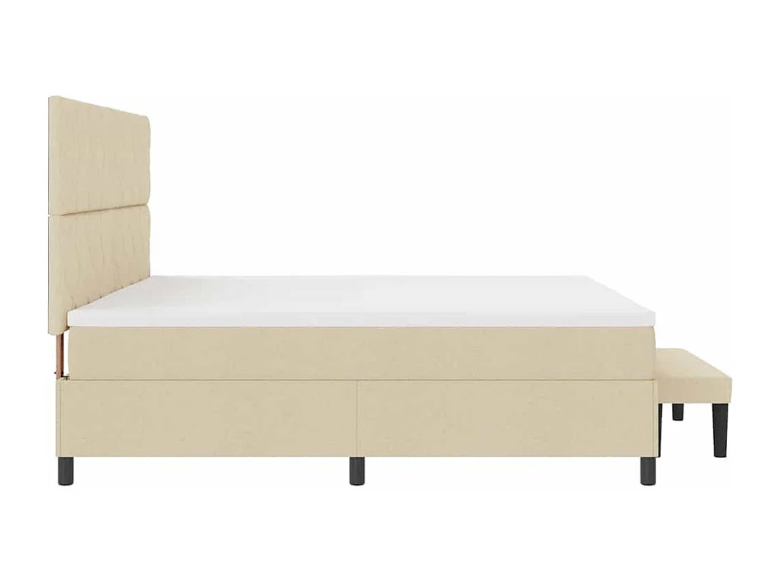 Cadre de lit avec matelas Crème 200 x 200 cm tissu