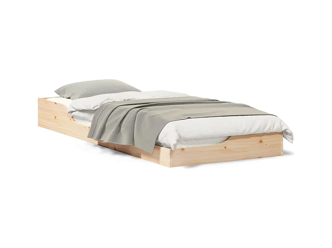 Cadre de lit surélevé Marron 90 x 220 cm Bois massif en pin