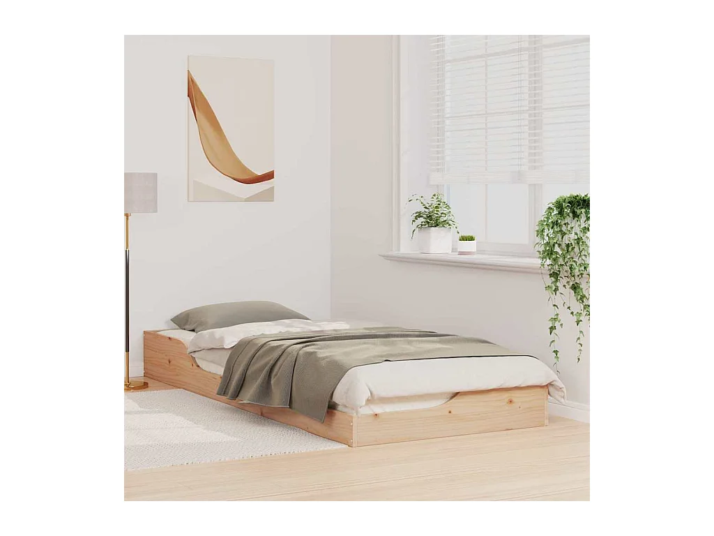 Cadre de lit surélevé Marron 90 x 220 cm Bois massif en pin