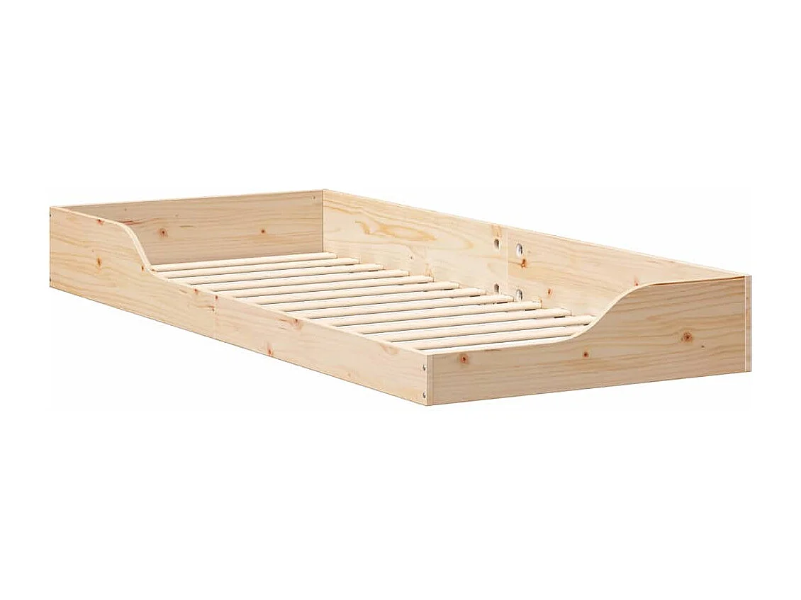 Cadre de lit surélevé Marron 90 x 220 cm Bois massif en pin