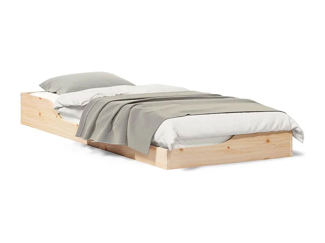 Cadre de lit surélevé Marron 90 x 220 cm Bois massif en pin