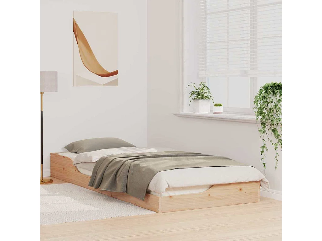 Cadre de lit surélevé Marron 90 x 220 cm Bois massif en pin