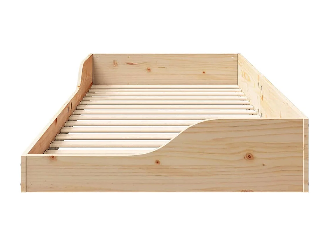 Cadre de lit surélevé Marron 90 x 220 cm Bois massif en pin