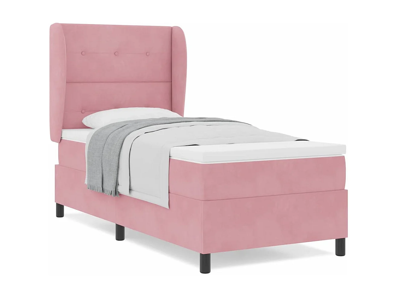 Cama tipo Box Spring con colchón Rosa 90 x 190 cm Terciopelo
