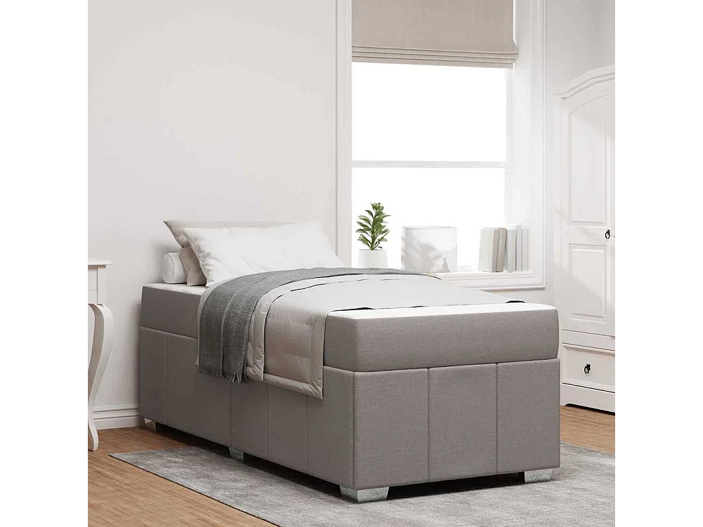 Estructura de cama con colchón Taupé 100 x 200 cm tela