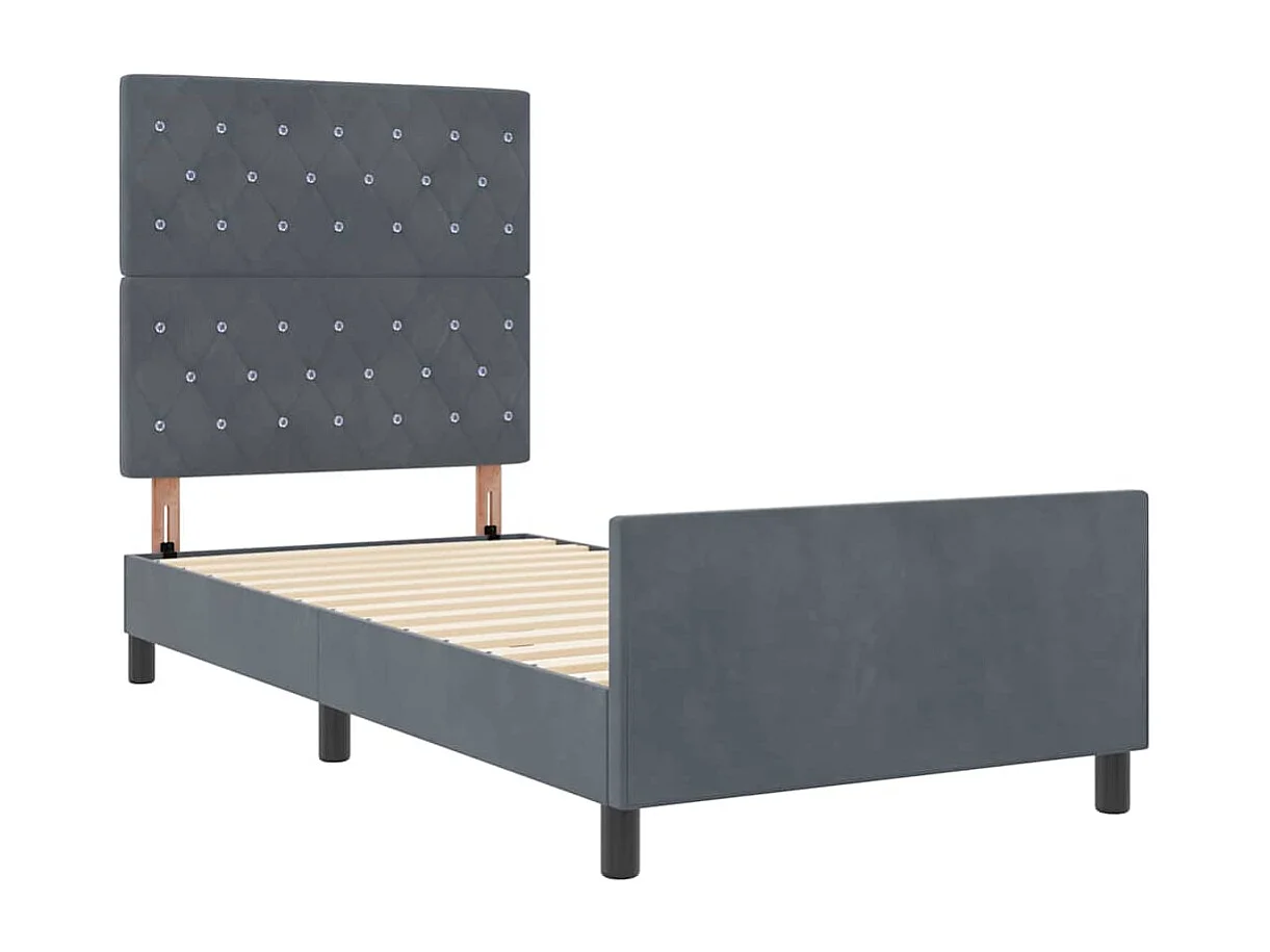 Bedframe met hoofdeinde Donkergrijs 90 x 190 cm Fluweel