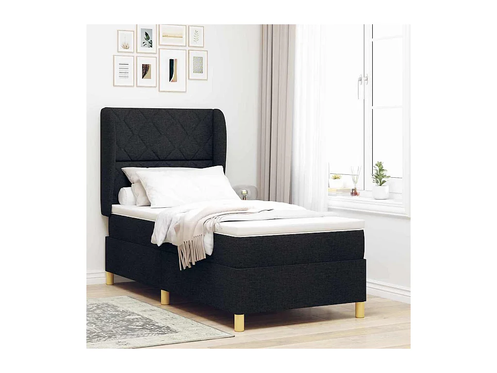 Cadre de lit avec matelas gris foncé 90x190 cm Noir