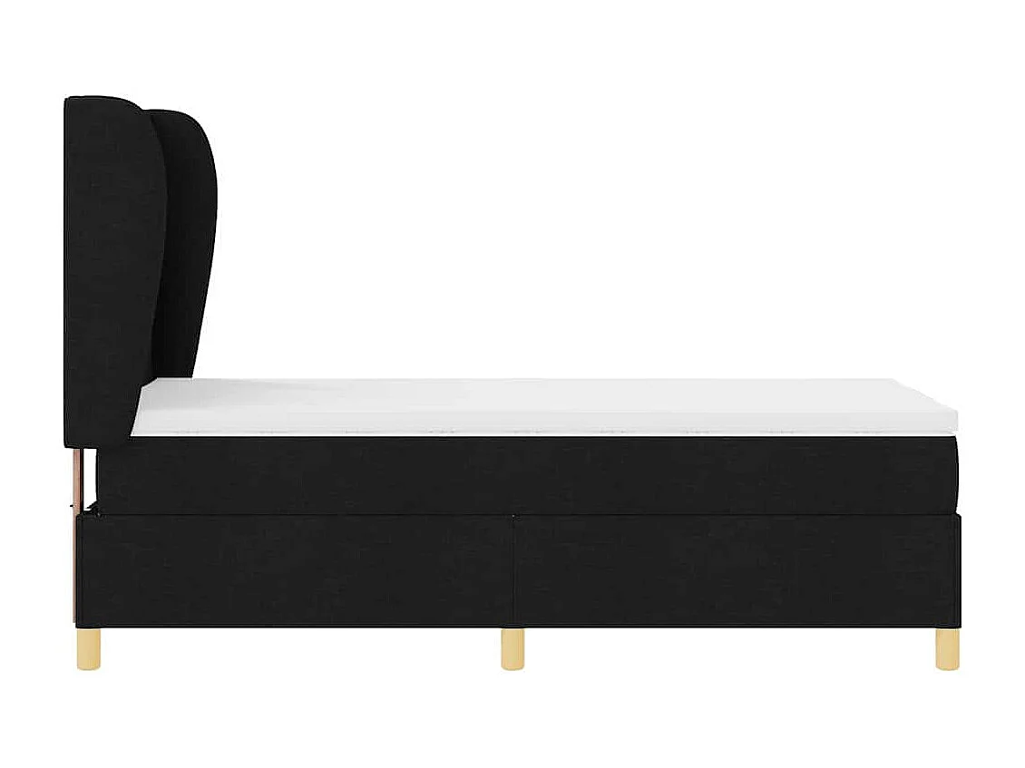 Cama con Somier y Colchón Gris Oscuro 90x190 cm de Tela Negro