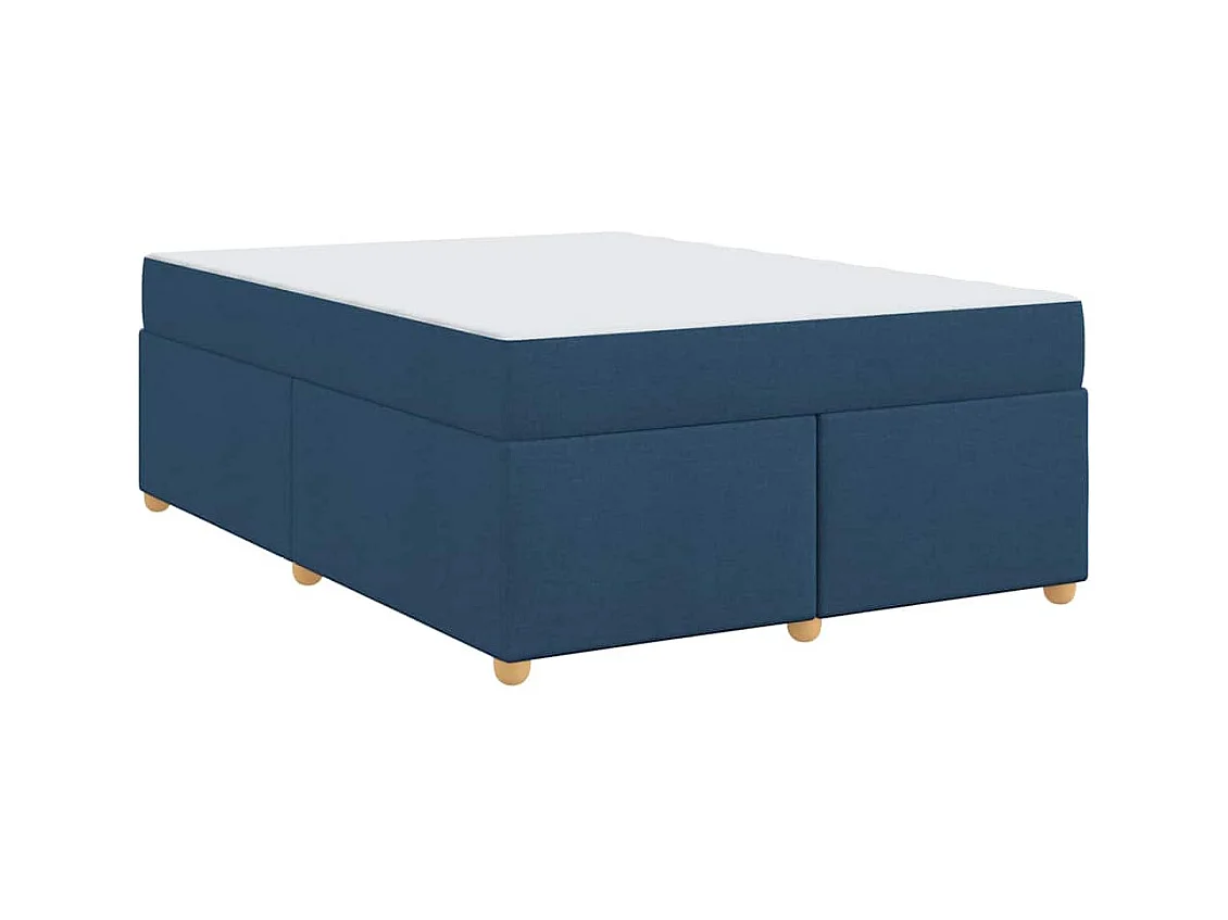 Cadre de lit avec matelas Bleu 160 x 200 cm tissu