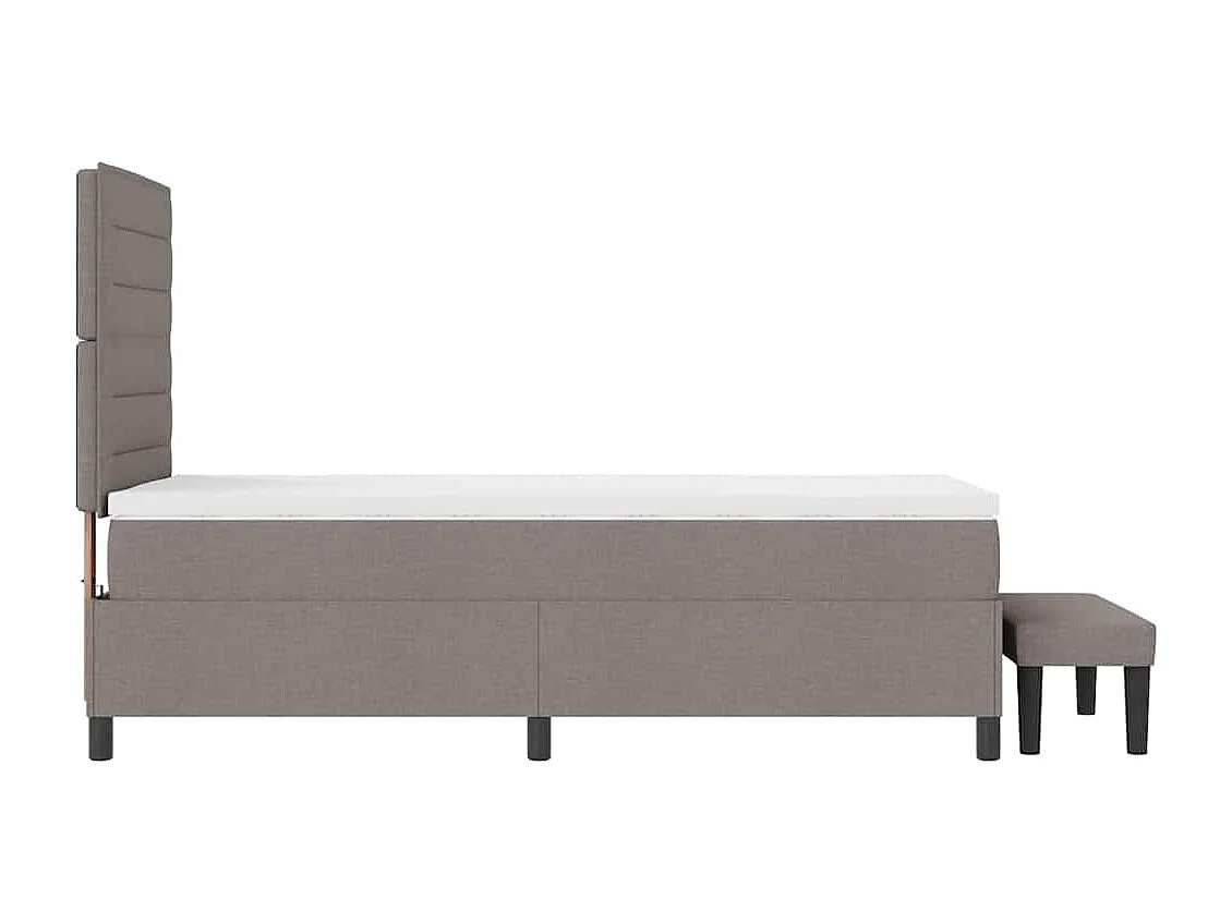 Cama tipo Box Spring con colchón Taupé 80 x 200 cm tela