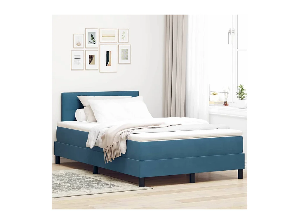 Cama tipo Box Spring con colchón Azul 120 x 190 cm Terciopelo