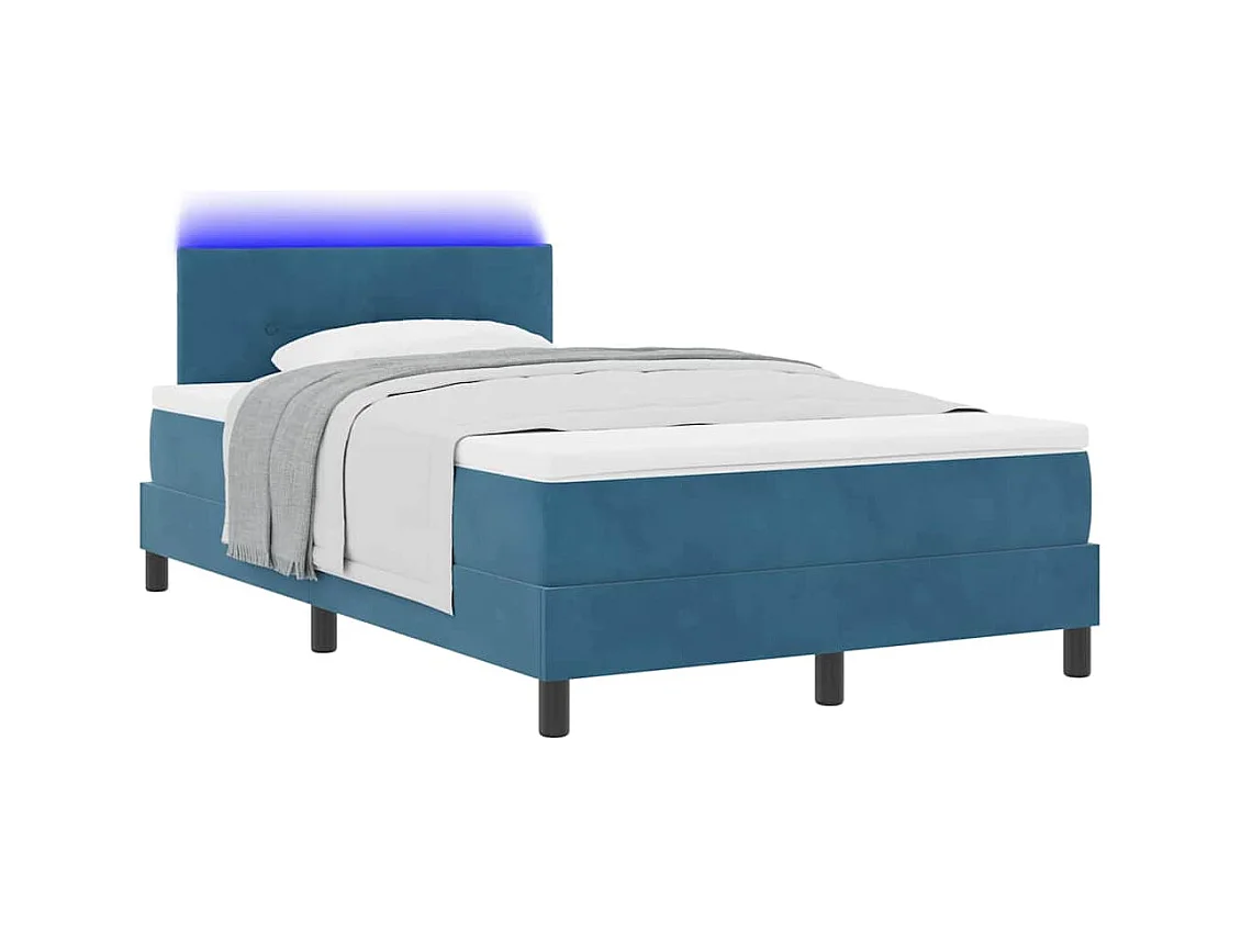 Cama tipo Box Spring con colchón Azul 120 x 190 cm Terciopelo