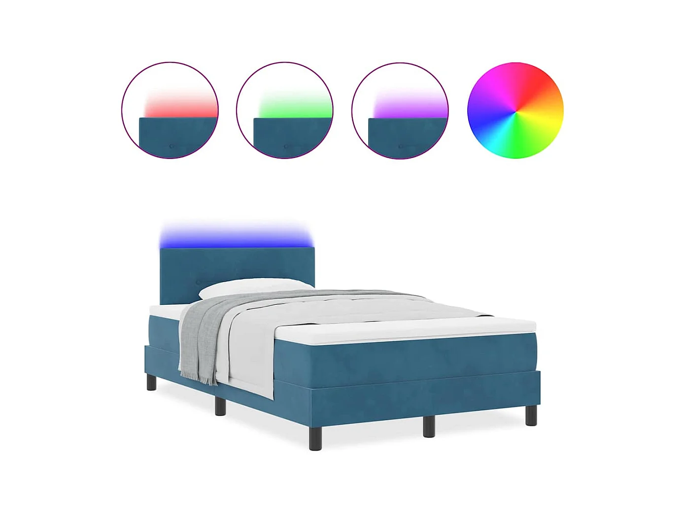 Cama tipo Box Spring con colchón Azul 120 x 190 cm Terciopelo