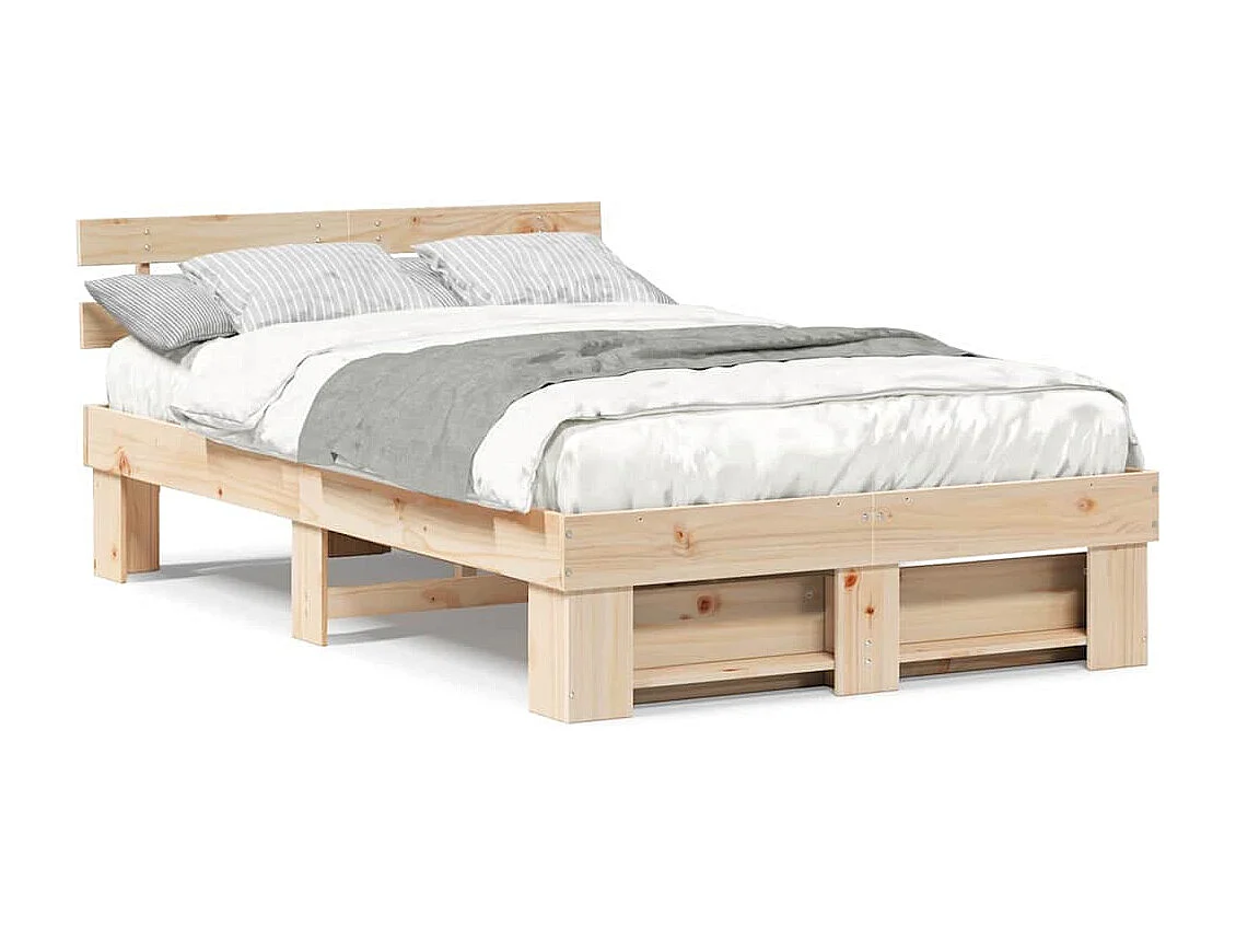 Estructura de cama Marrón 140 x 190 cm Madera maciza de pino