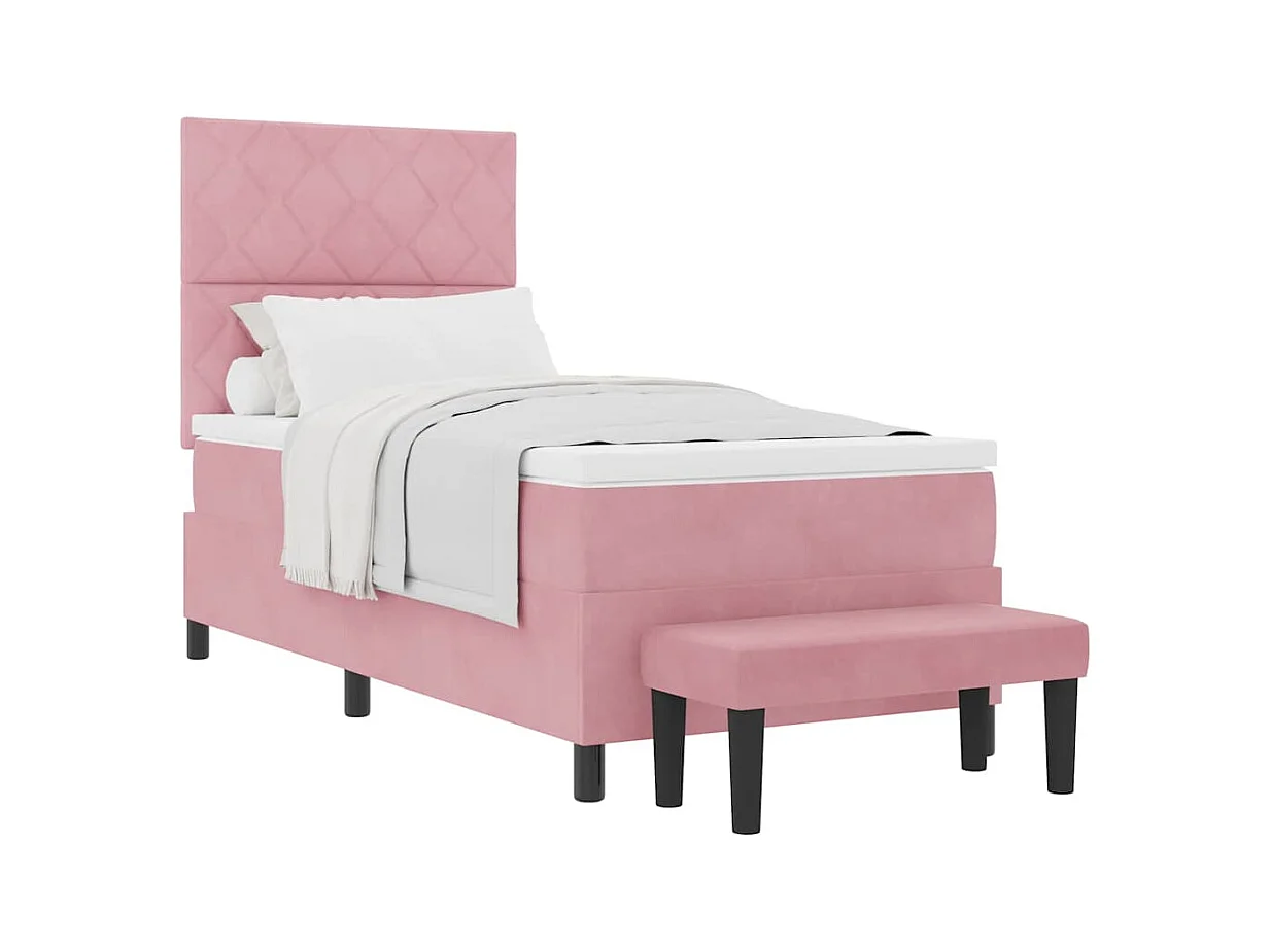 Cadre de lit avec matelas Rose 100 x 200 cm Velours
