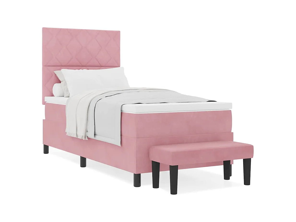 Cadre de lit avec matelas Rose 100 x 200 cm Velours