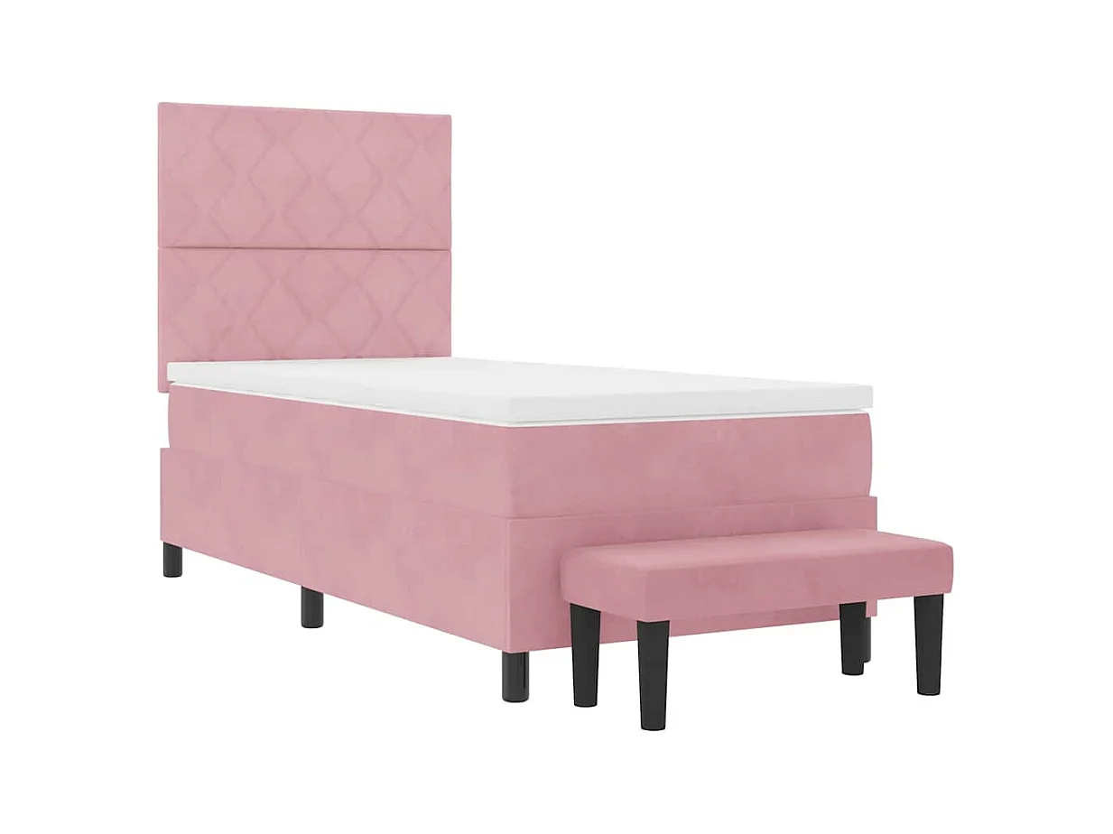 Cadre de lit avec matelas Rose 100 x 200 cm Velours