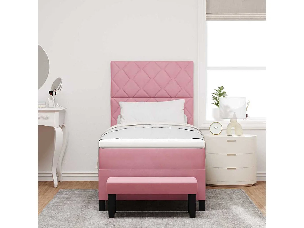 Boxspring bed met matras Roze 100 x 200 cm Fluweel