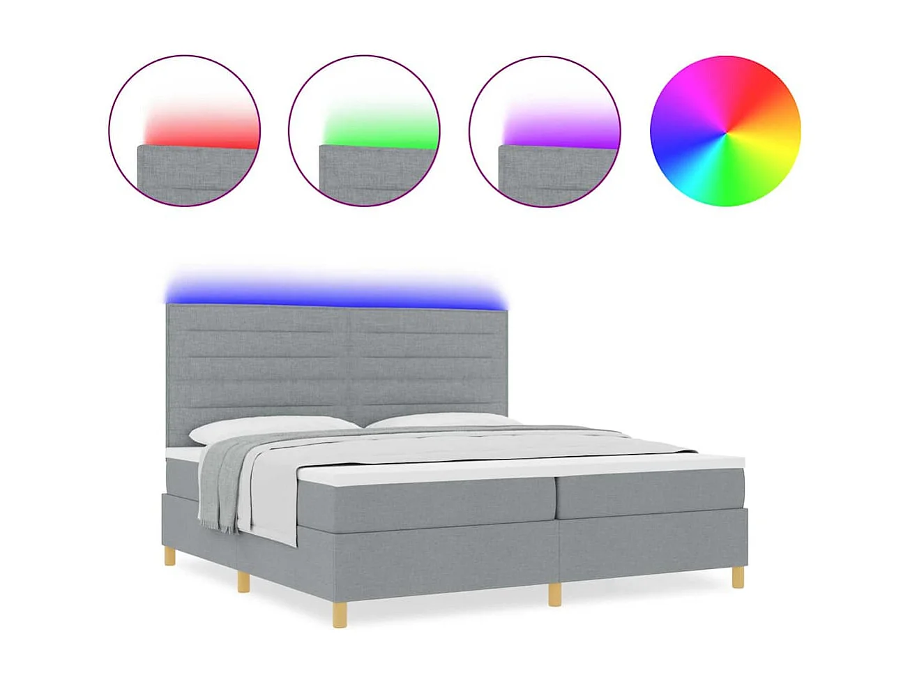 Boxspring bed met matras Lichtgrijs 200 x 200 cm Stof