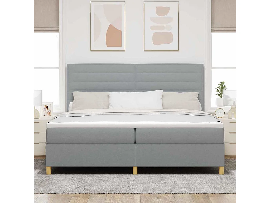 Boxspring bed met matras Lichtgrijs 200 x 200 cm Stof