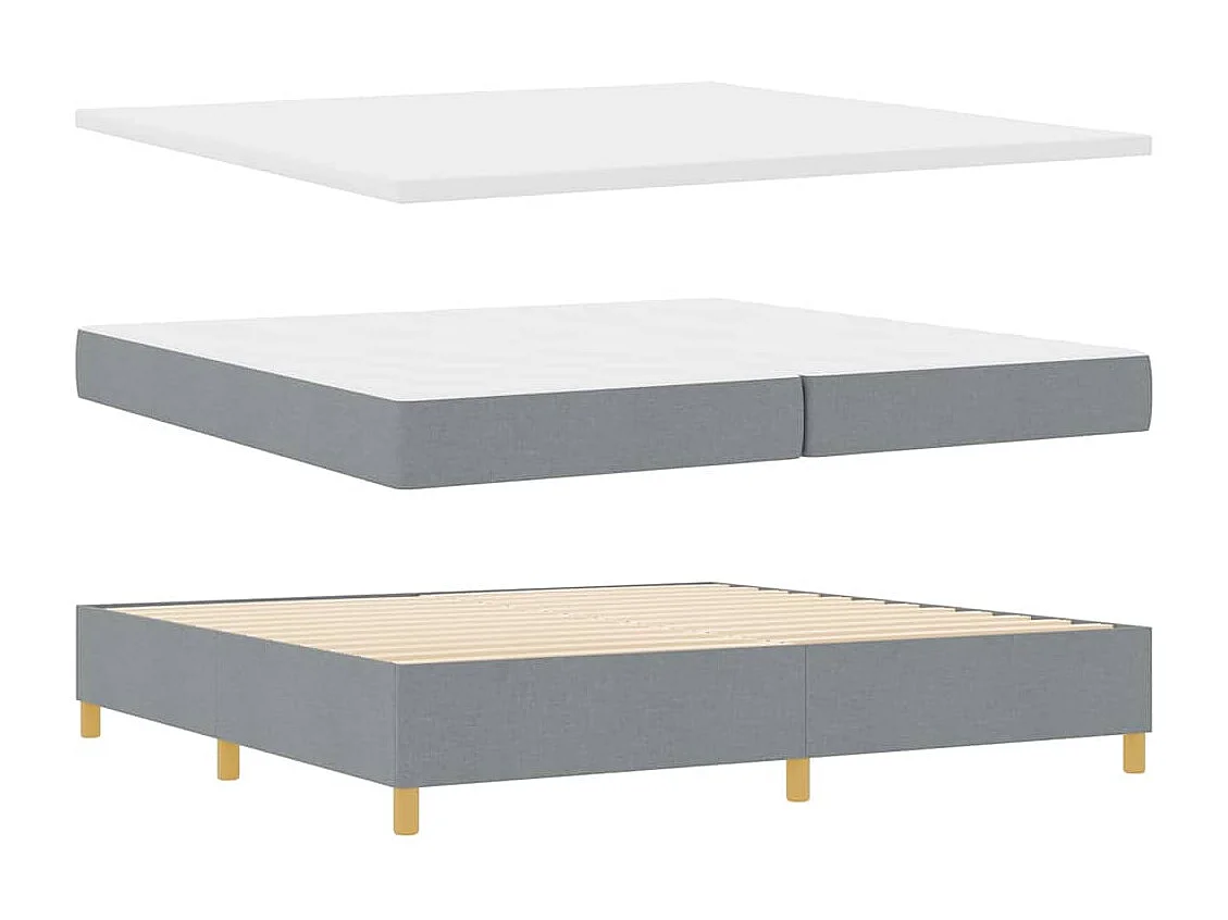 Boxspring bed met matras Lichtgrijs 200 x 200 cm Stof