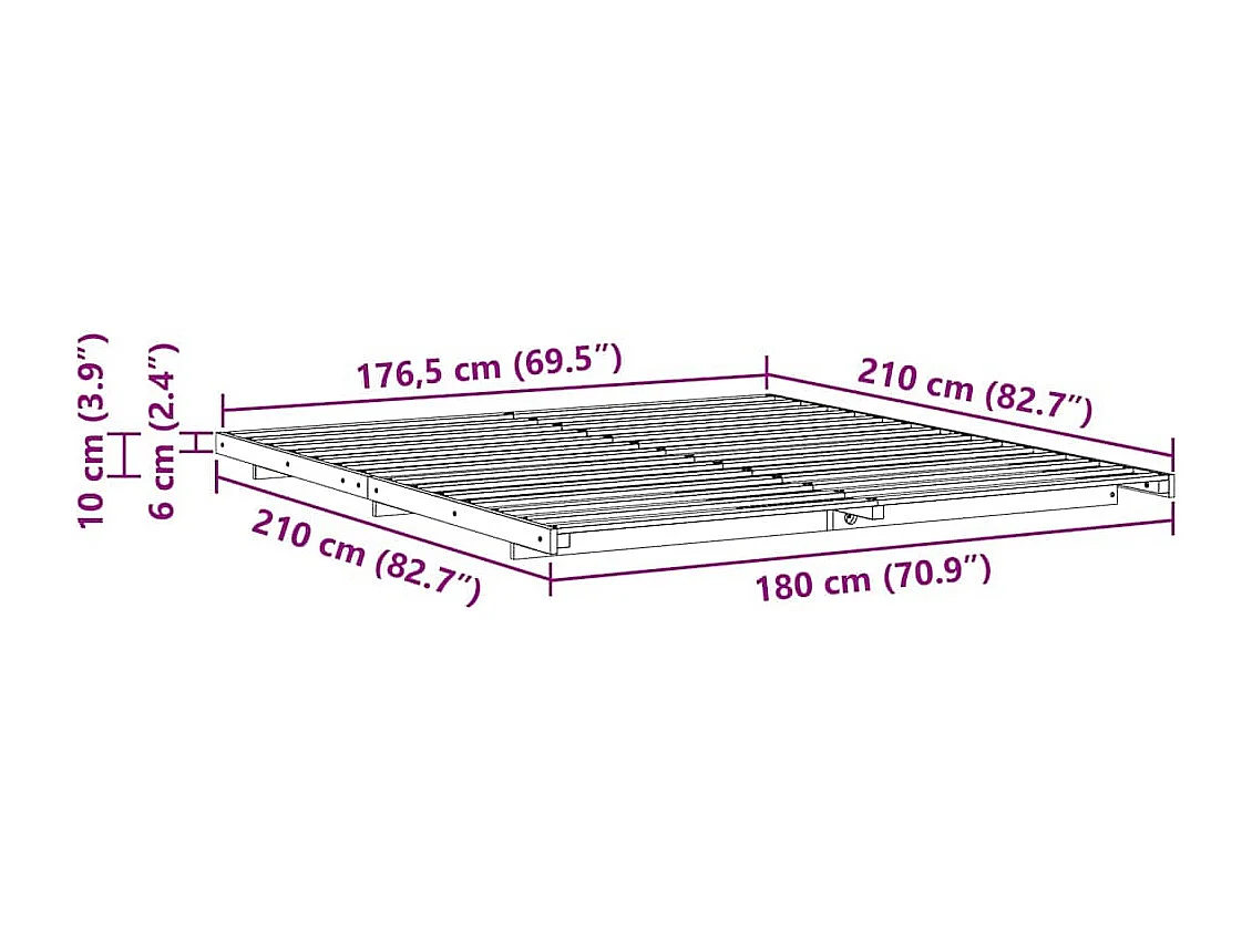 Estrutura de cama de chão Branco 180 x 210 cm