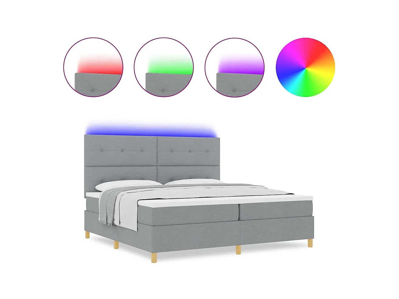 Cadre de lit avec matelas Gris clair 200 x 200 cm tissu