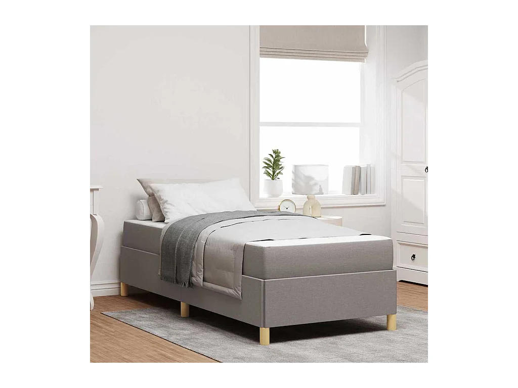 Cadre de lit Taupe et Beige et Blanc 100 x 200 cm tissu