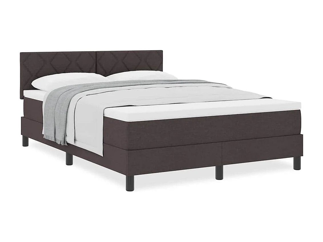 Cadre de lit avec matelas Marron foncé 160 x 200 cm tissu