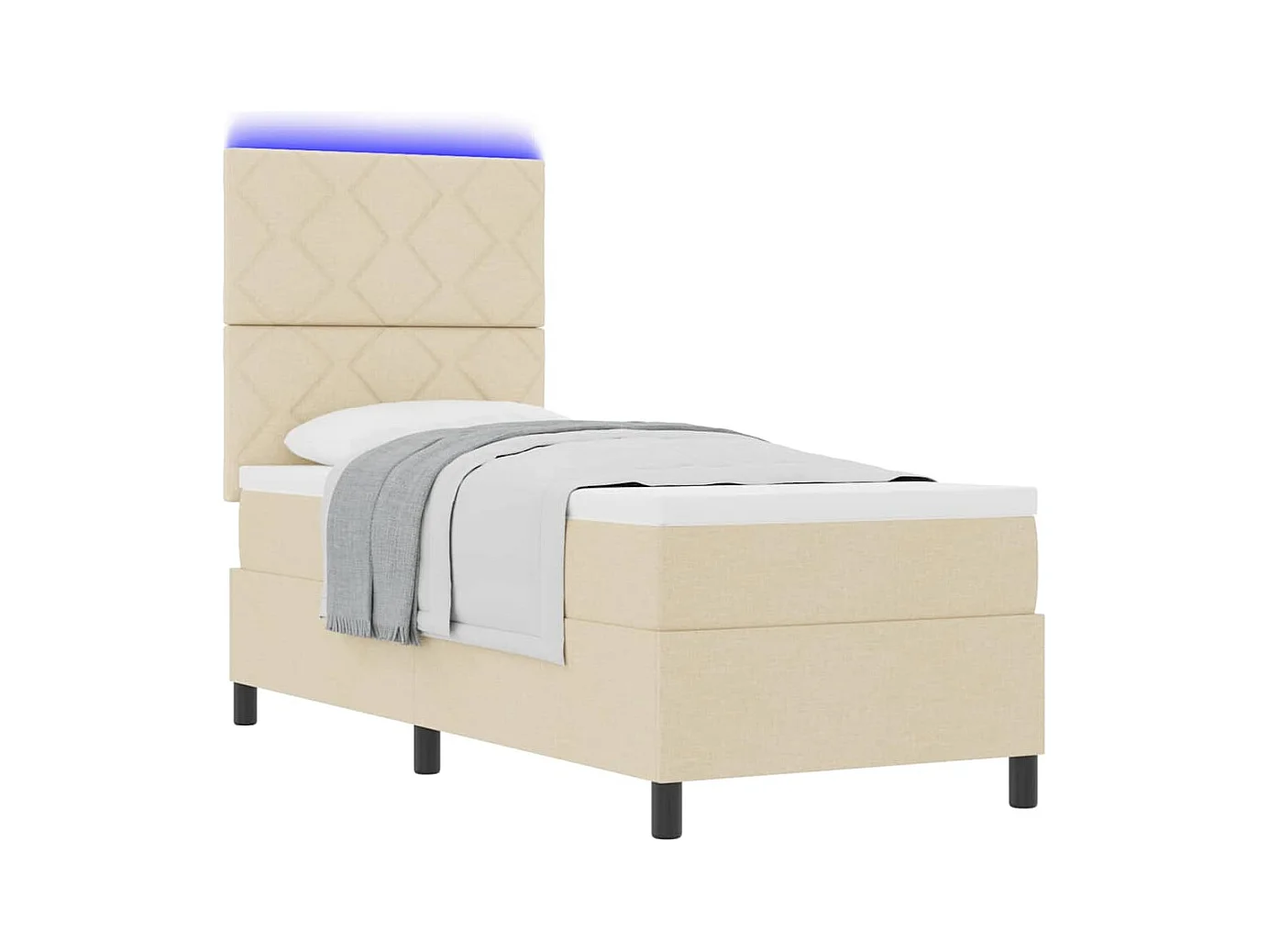 Cadre de lit avec matelas Crème 80 x 200 cm tissu