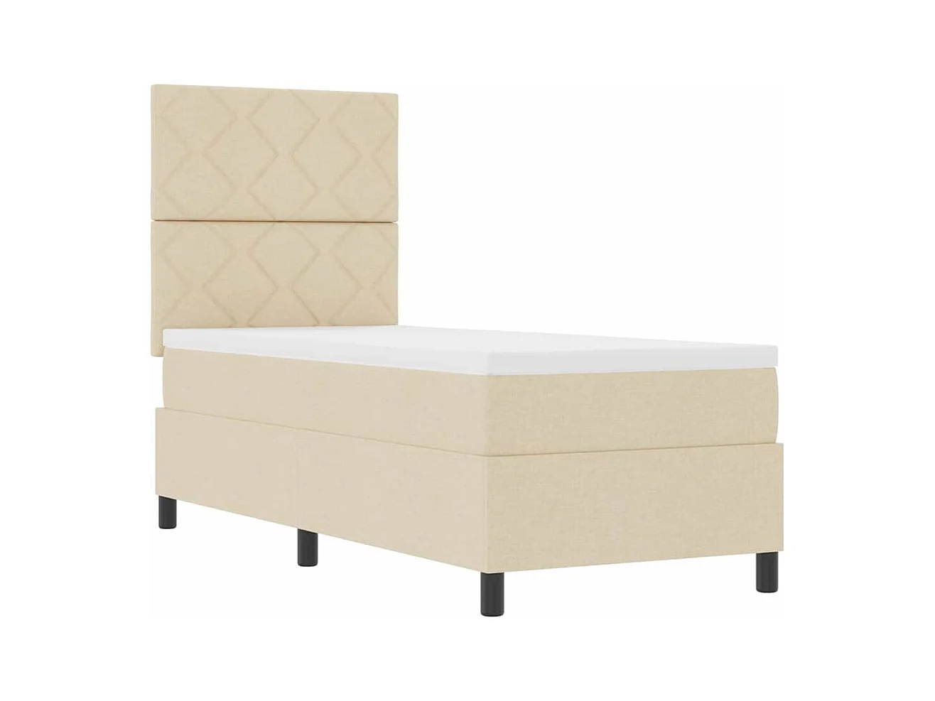 Cadre de lit avec matelas Crème 80 x 200 cm tissu