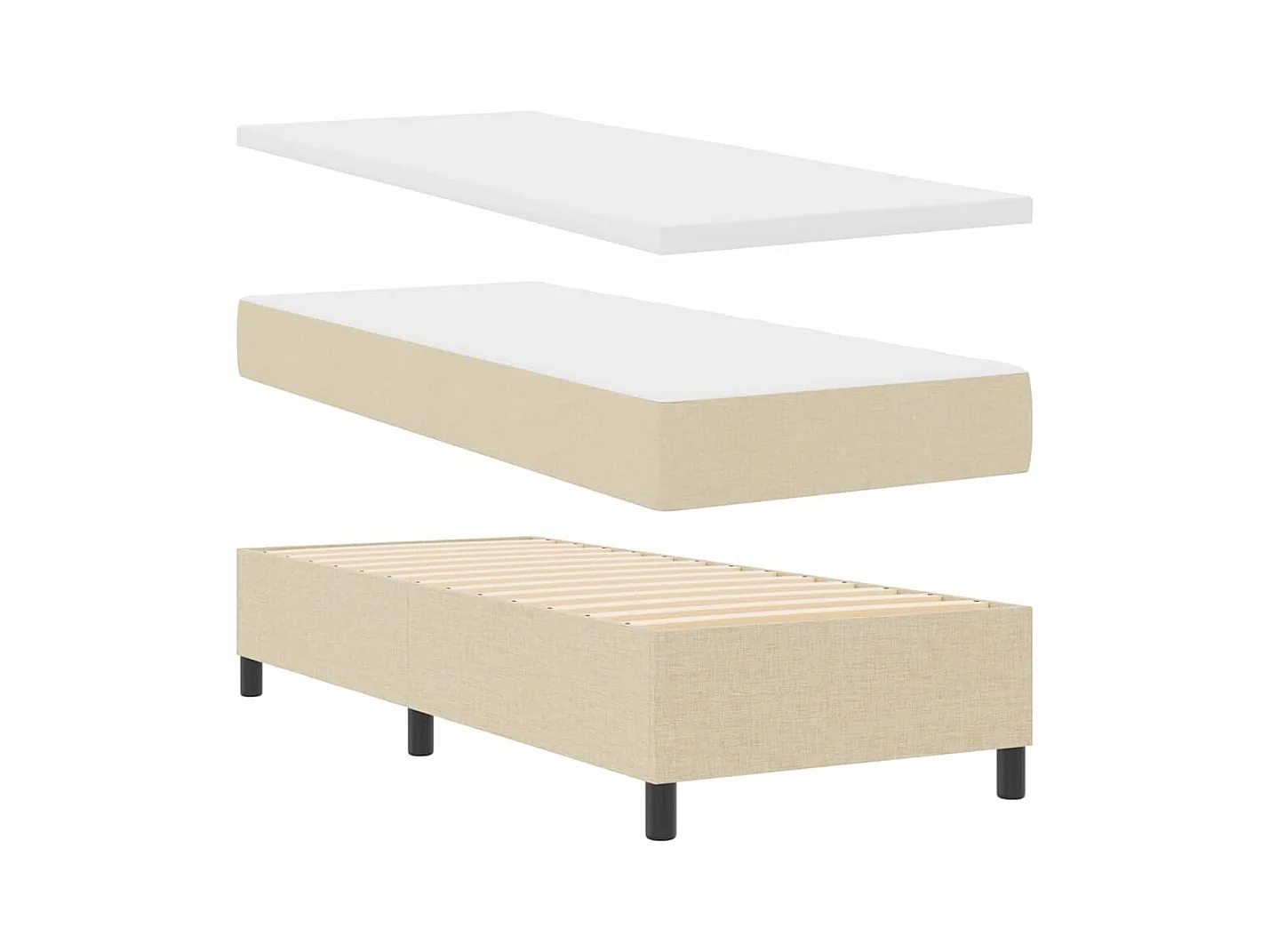 Cadre de lit avec matelas Crème 80 x 200 cm tissu