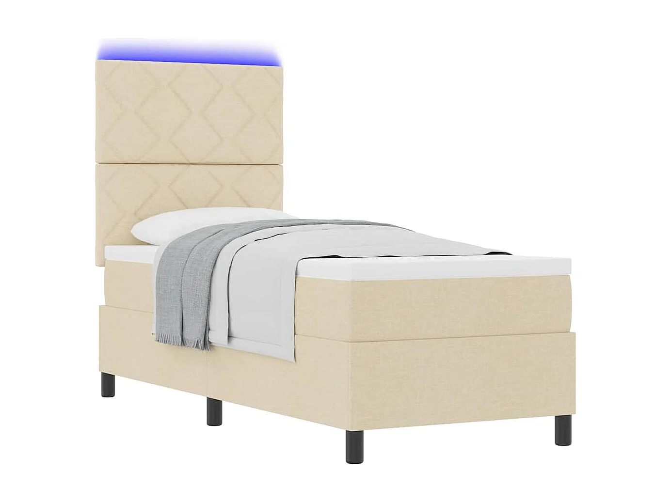 Cadre de lit avec matelas Crème 80 x 200 cm tissu
