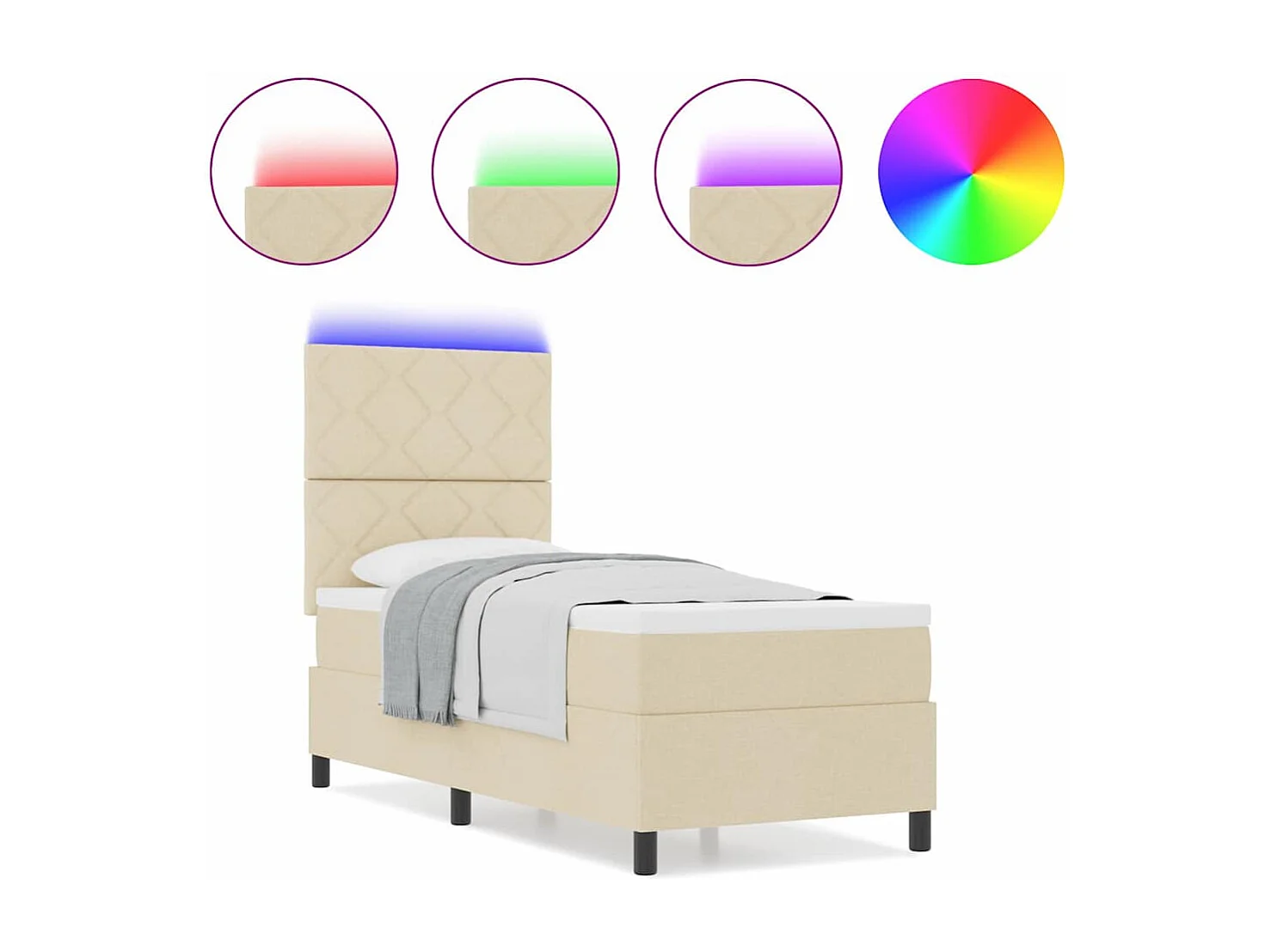 Cadre de lit avec matelas Crème 80 x 200 cm tissu