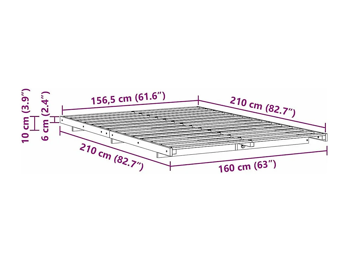 Estructura de cama Marrón cera 160 x 210 cm
