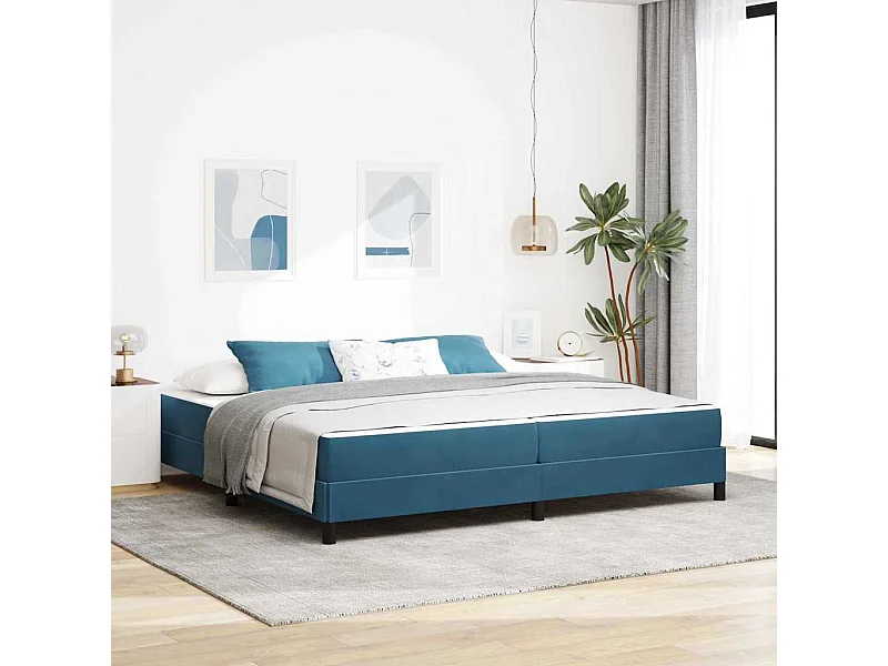 Cama box spring com colchão Azul Escuro 200 x 200 cm Veludo