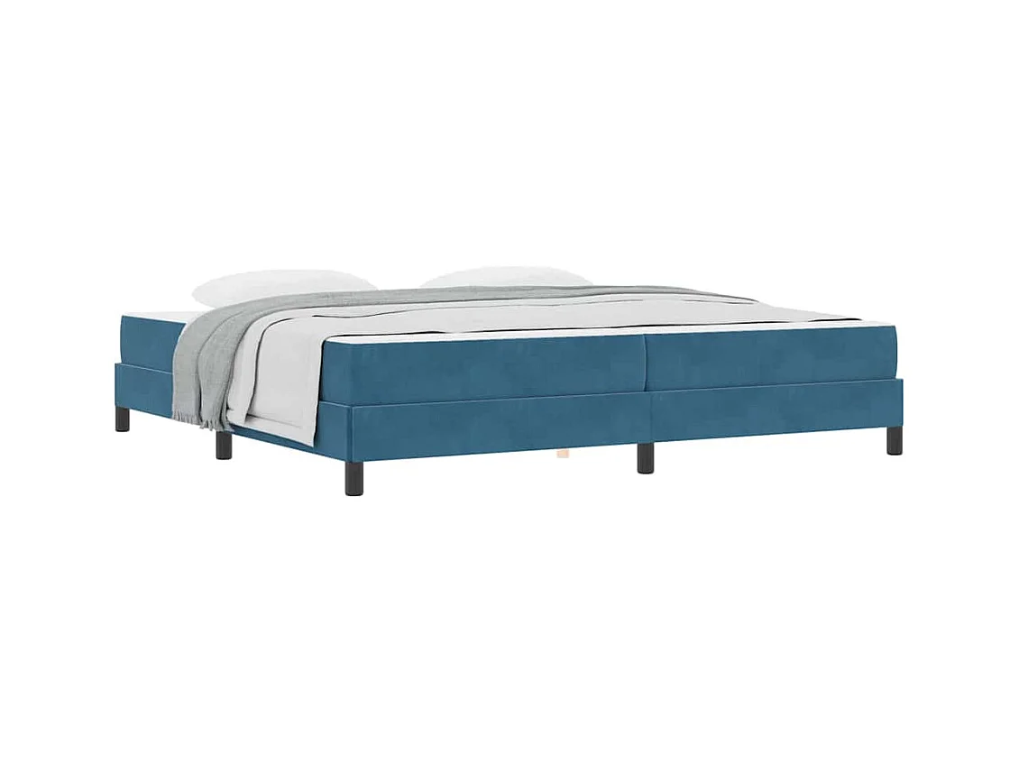 Cadre de lit avec matelas Bleu foncé 200 x 200 cm Velours