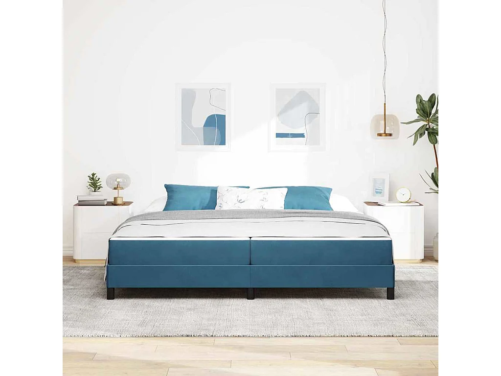 Boxspringbed met matras Donkerblauw 200 x 200 cm Fluweel
