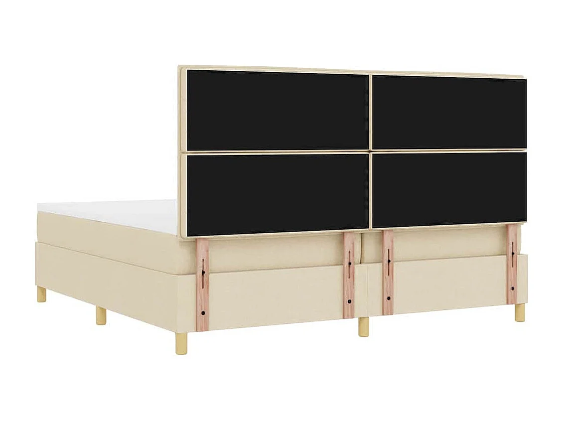 Cama tipo Box Spring con cabecera Crema 200 x 200 cm tela