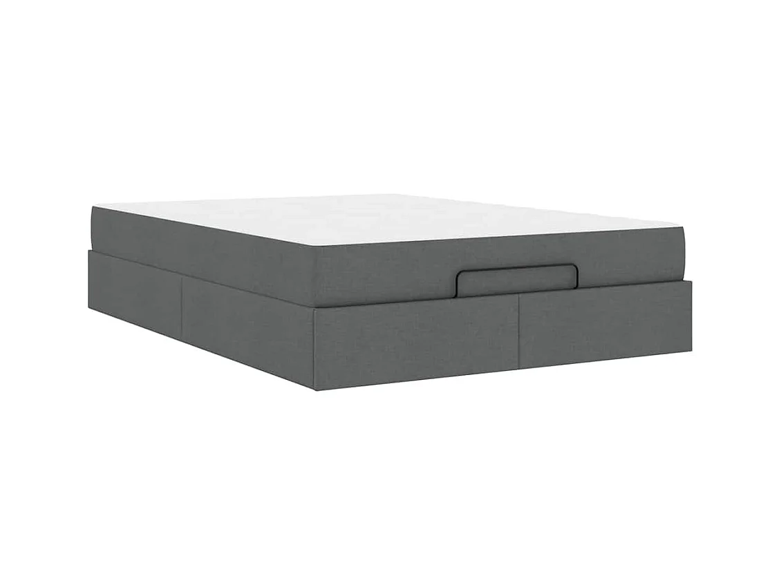Cadre de lit avec matelas Gris foncé 140 x 200 cm tissu