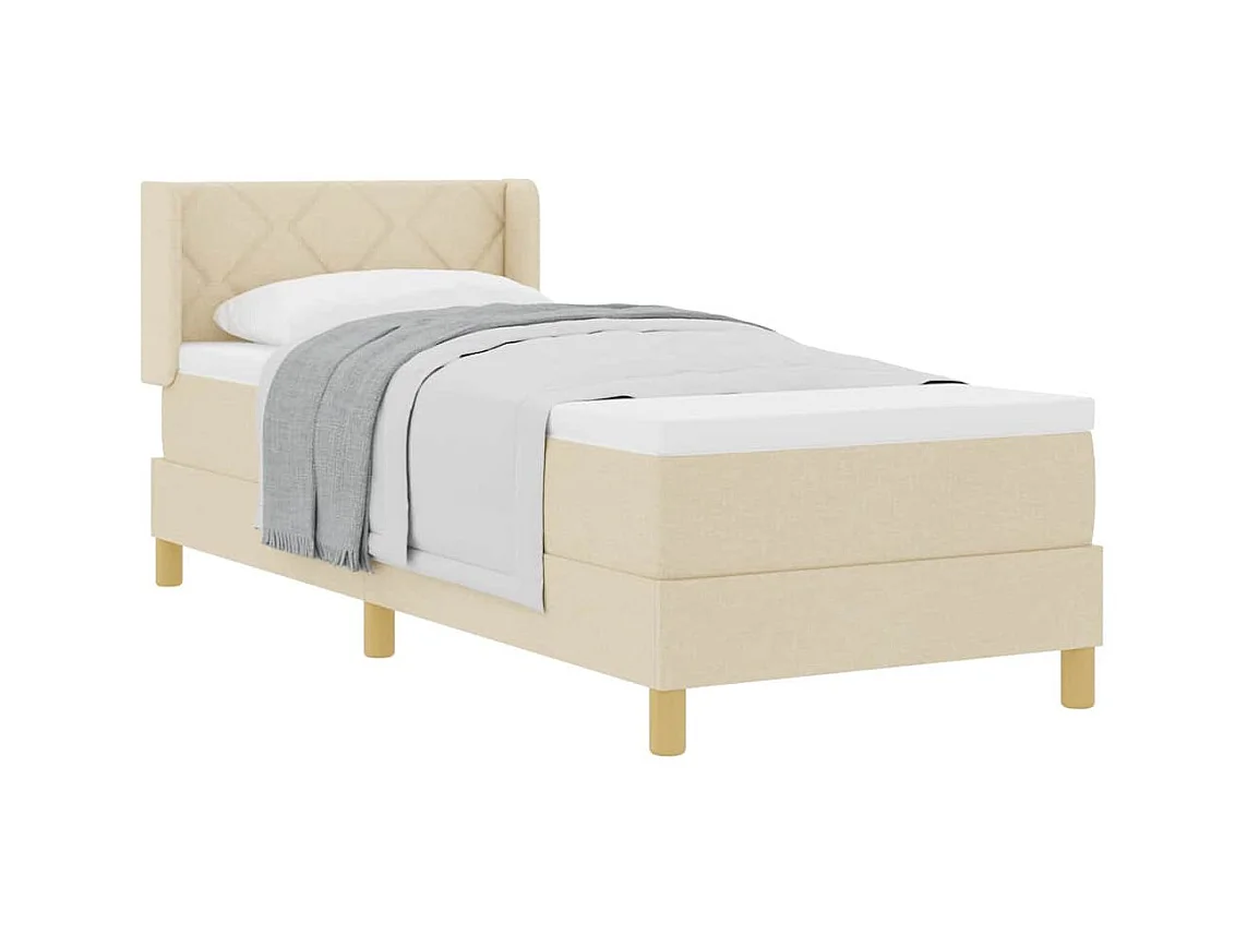Cadre de lit avec matelas Crème 80 x 200 cm tissu